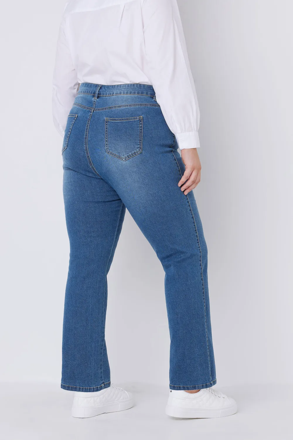 EVANS Curve Blue Mid Wash Straight Leg Jeans