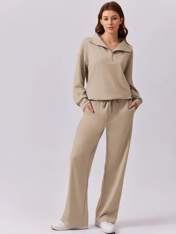 Women’s 2-Piece Sweatsuit – Half-Zip Pullover & Joggers