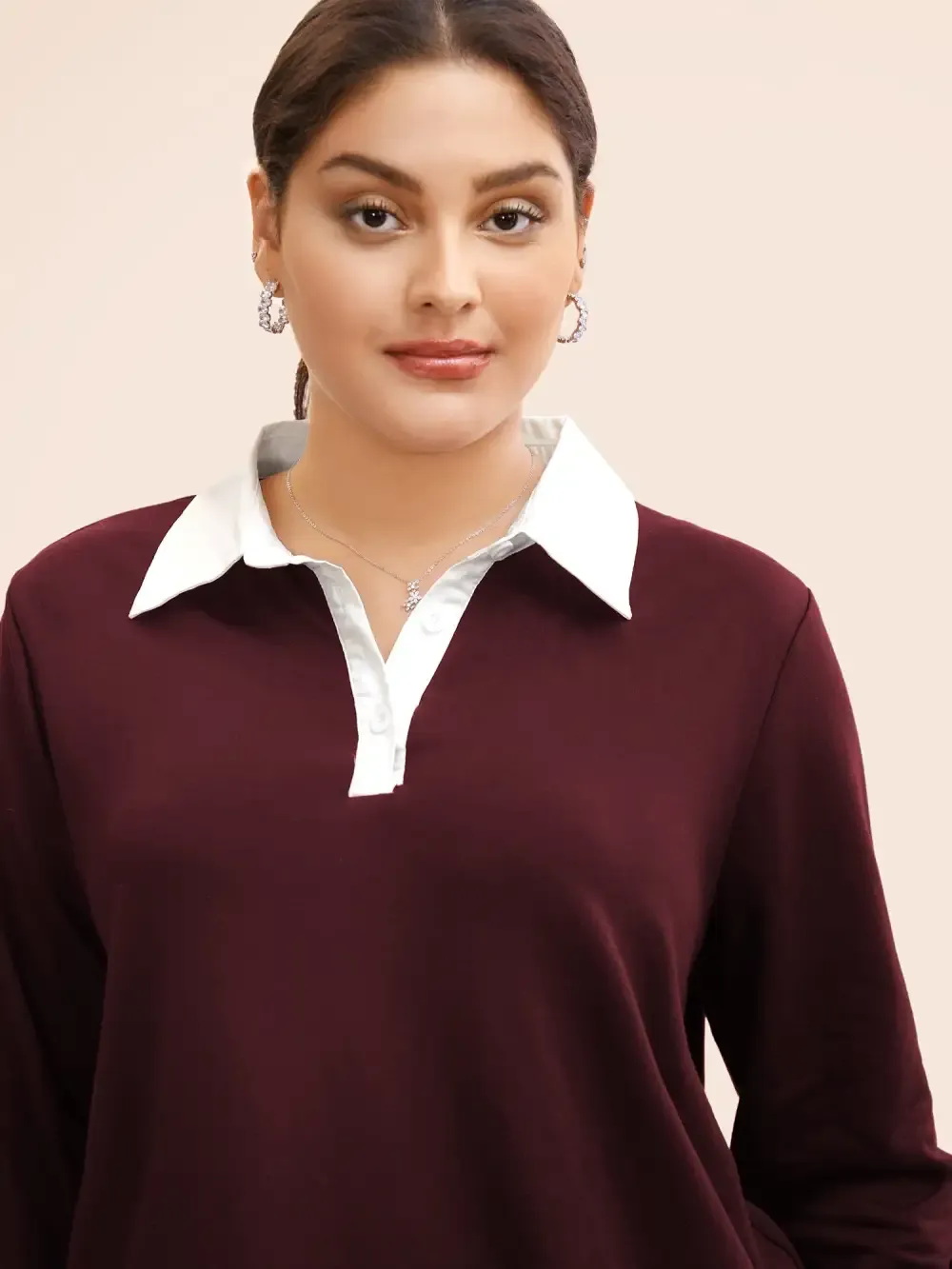 2-In-1 Shirt Collar Contrast Patchwork Sweatshirt