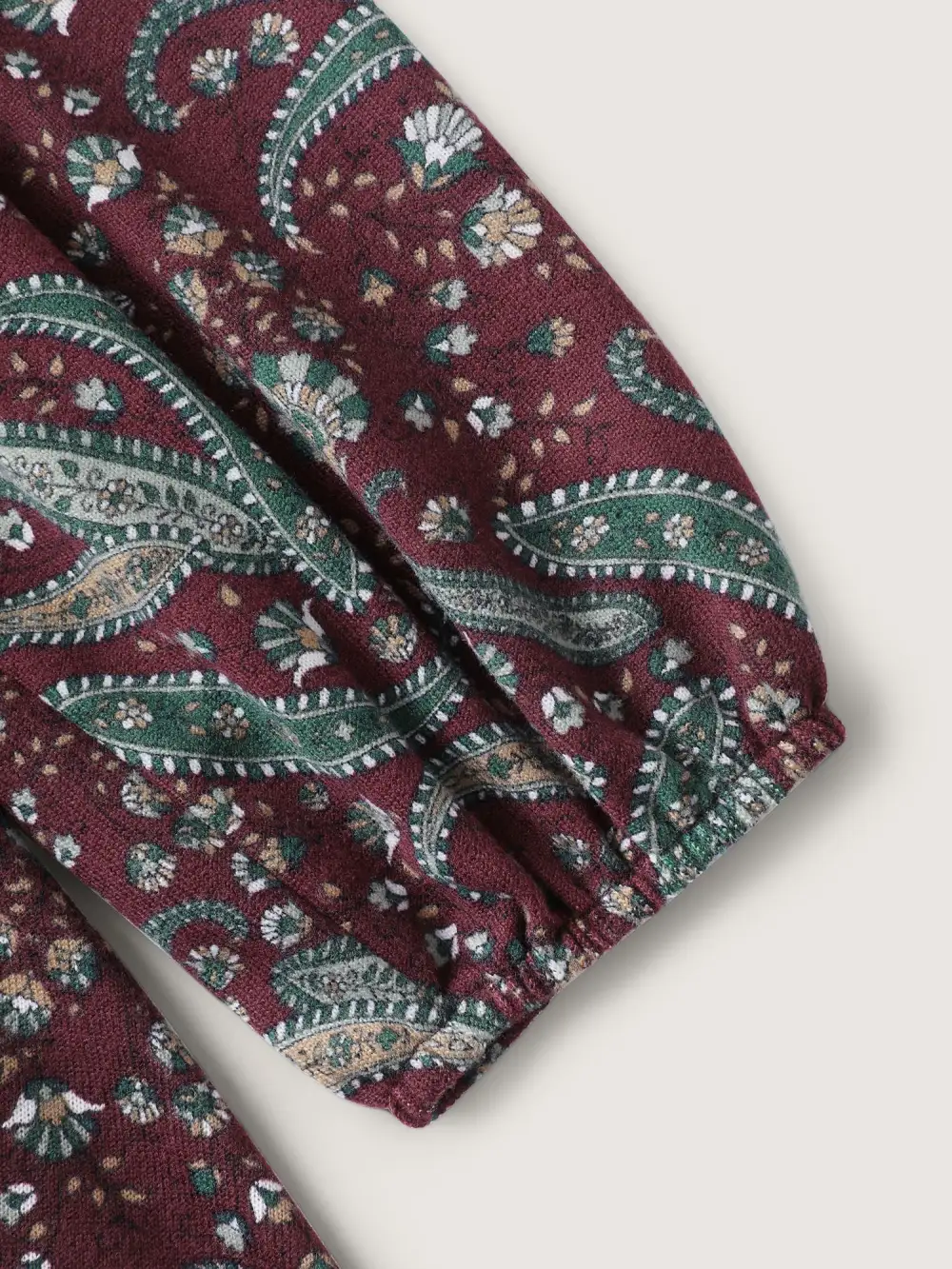 Paisley Print Wrap Style Knit Top