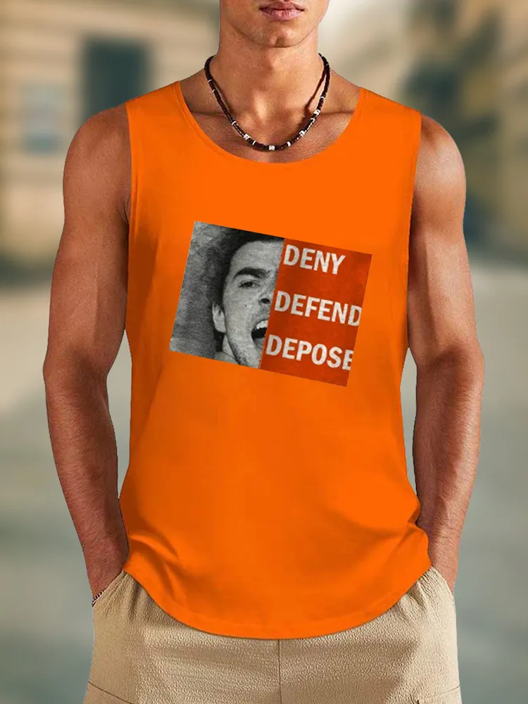 Men'S Deny Defend Depose Round Neck Cotton Vest