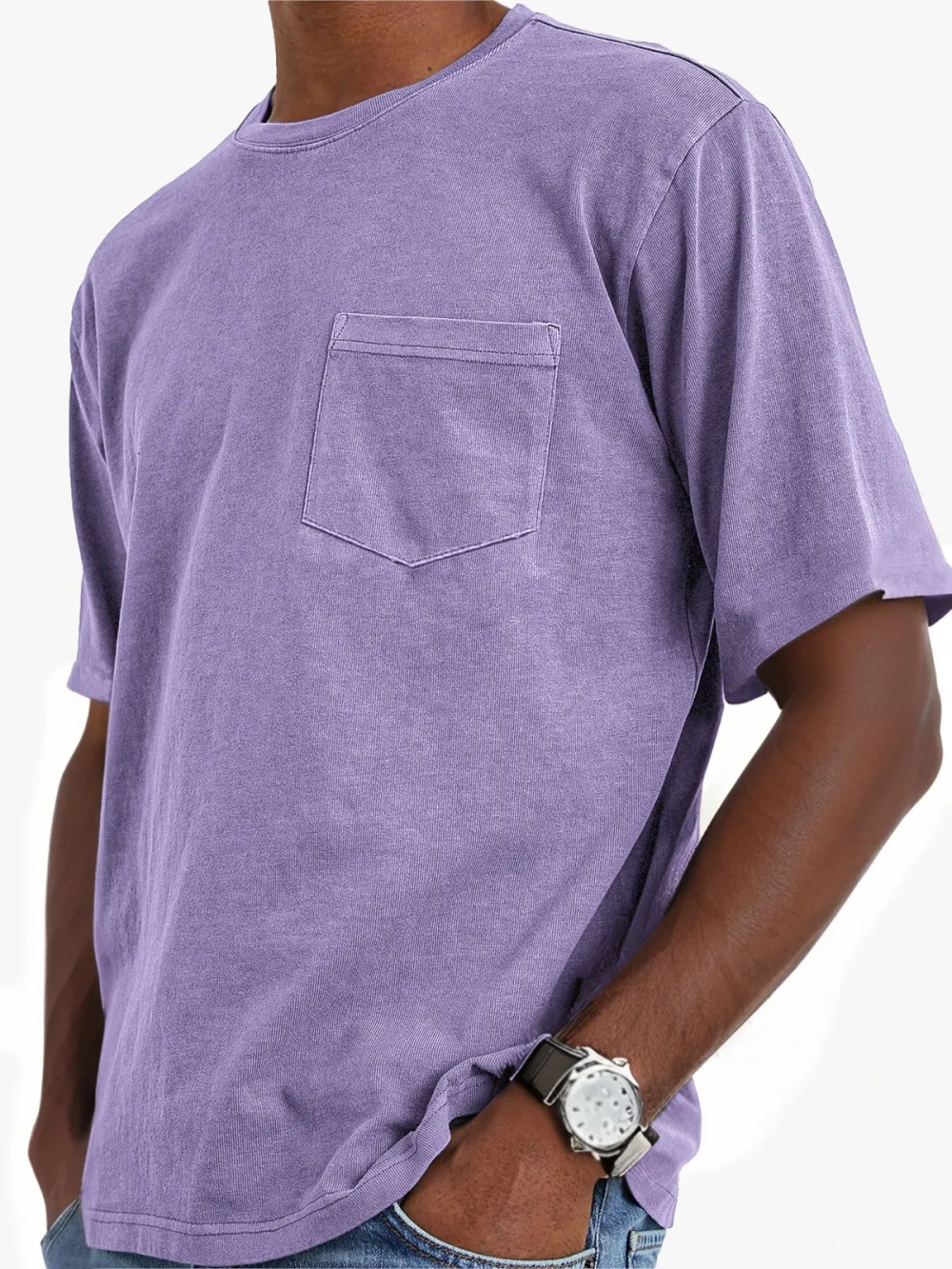 Men's Vintage Washed Distressed Pocket Short Sleeve T-Shirt