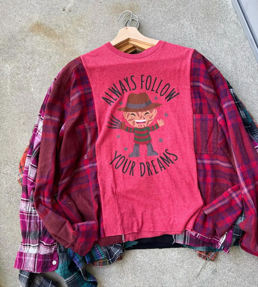 Red plaid and pink plaid 2 piece sweatshirts hoodie how perfect and cozy piece for your Halloween day