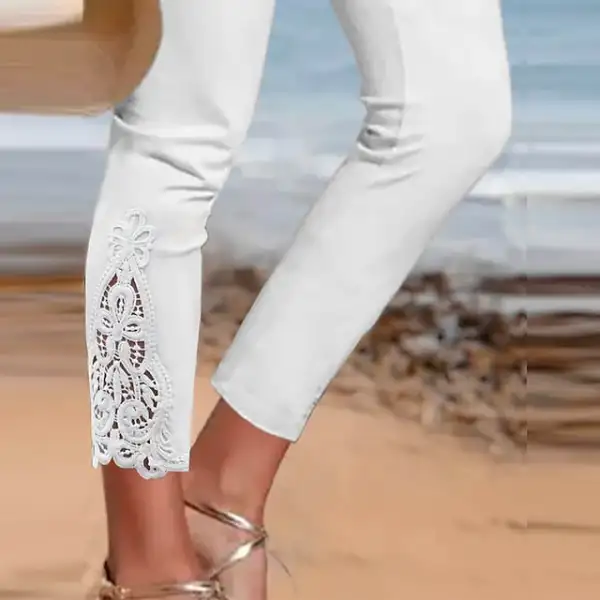 Women's Leggings Capri shorts Black White Grey Fashion Casual Daily Lace Comfort Solid Colored L XL 2XL 3XL 4XL