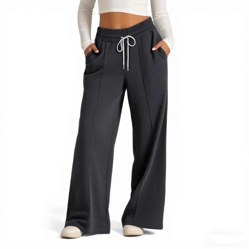 Women's Wide Leg Solid Lounge Sweatpants with Pockets