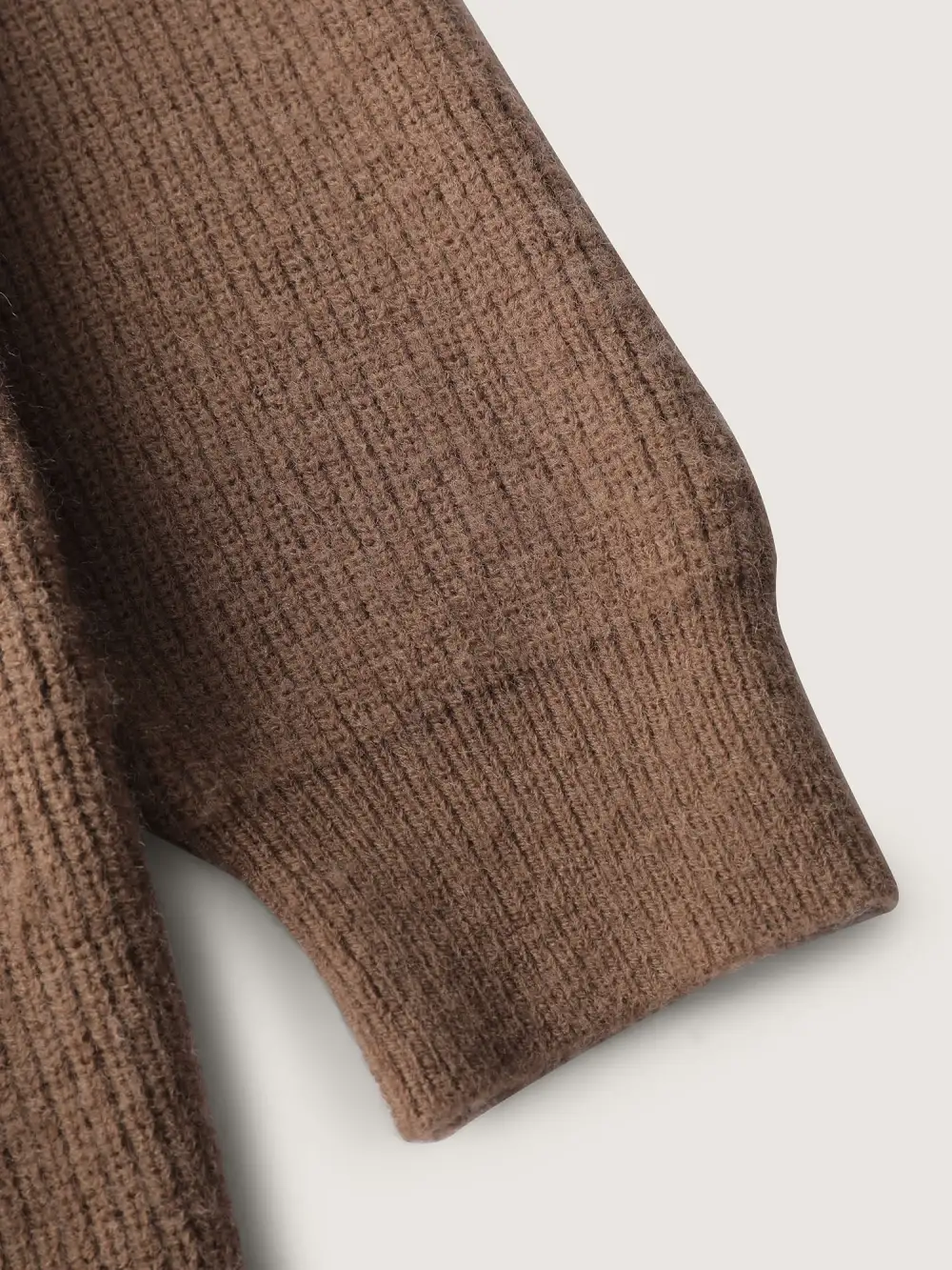 Textured Slant Pockets Zipper-Front Knit Cardigan