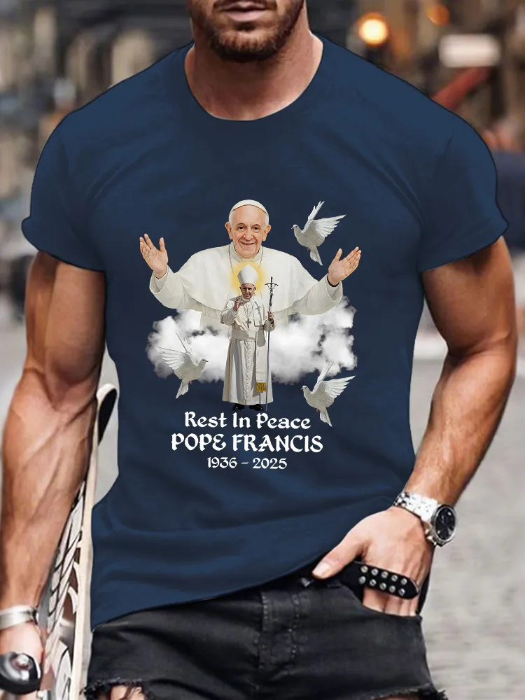 Men's Rest In Peace 1936-2025 Print Short Sleeve Round Neck Cotton T-Shirt