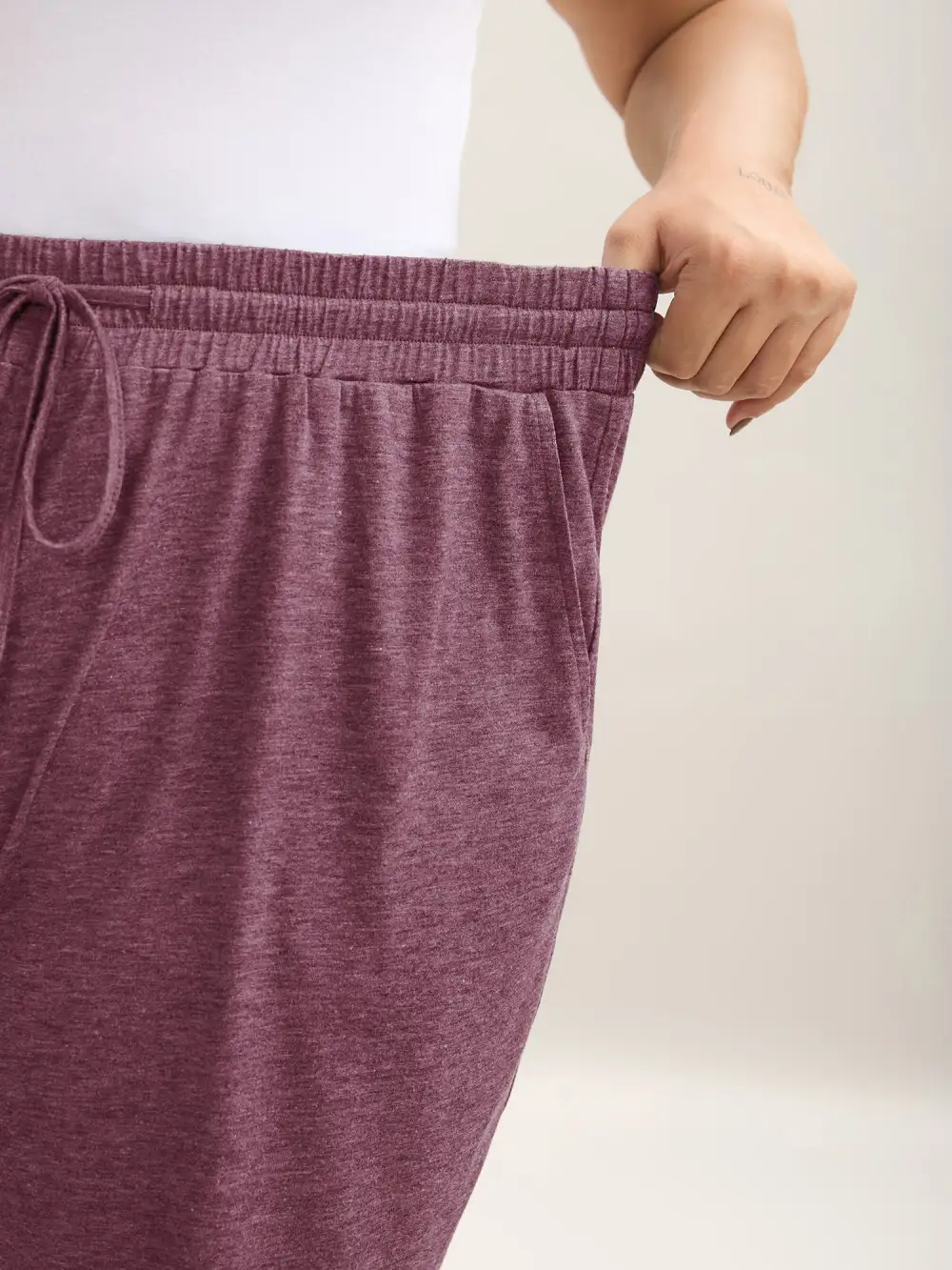 Mixed Color Knit Drawstring Loungewear Bottoms