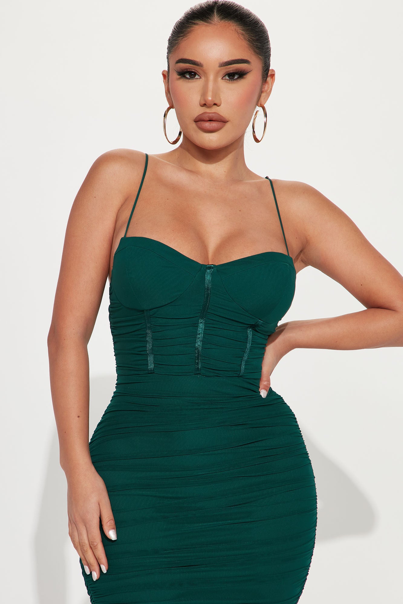 About Last Night Mesh Midi Dress - Hunter