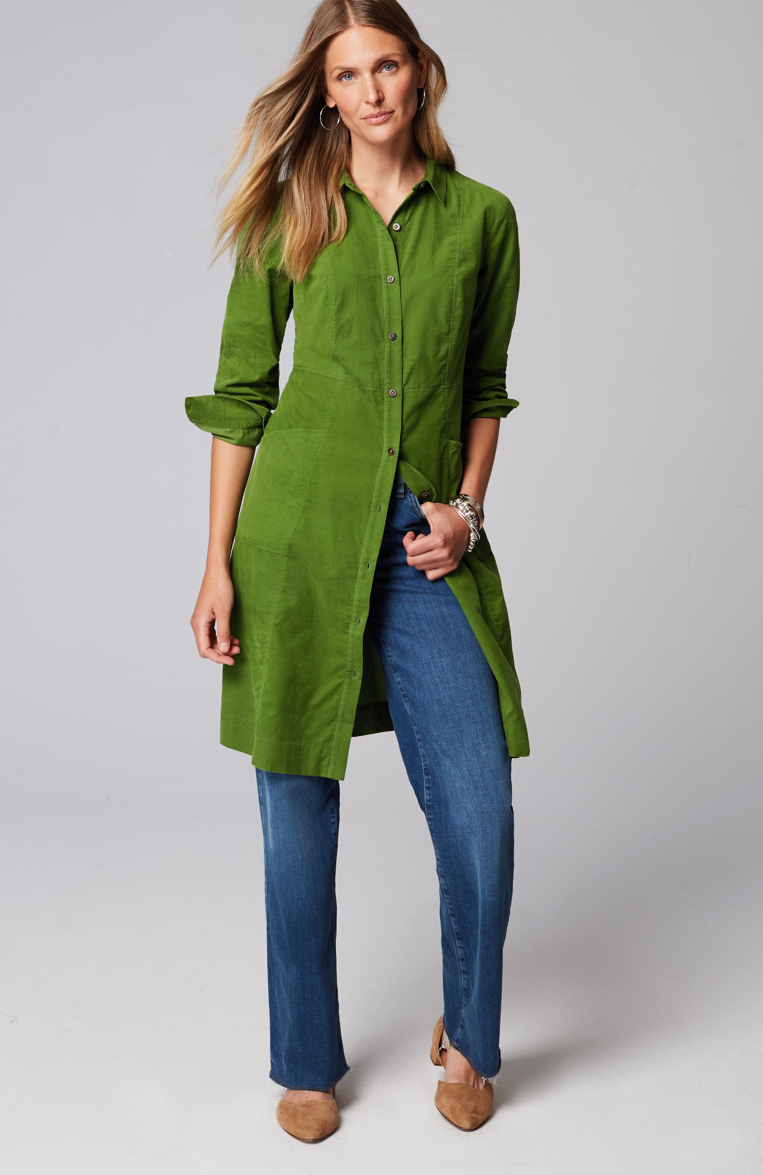 Soft Cord Shirtdress