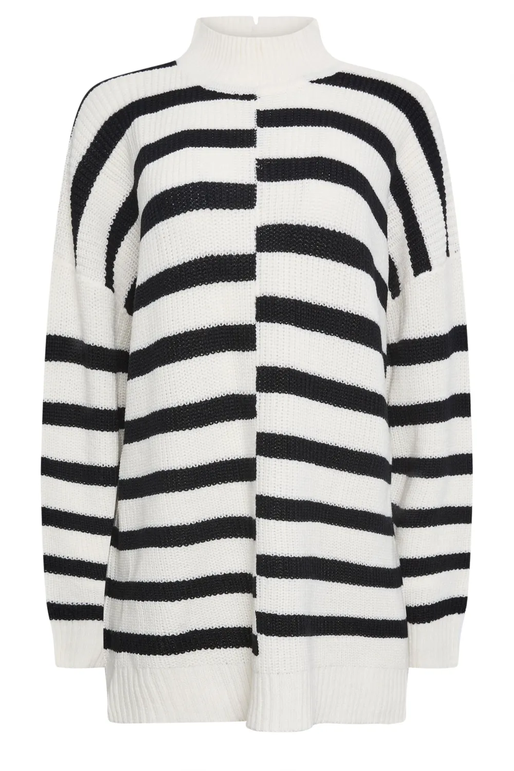 YOURS Curve Black Contrast Stripe Turtle Neck Jumper