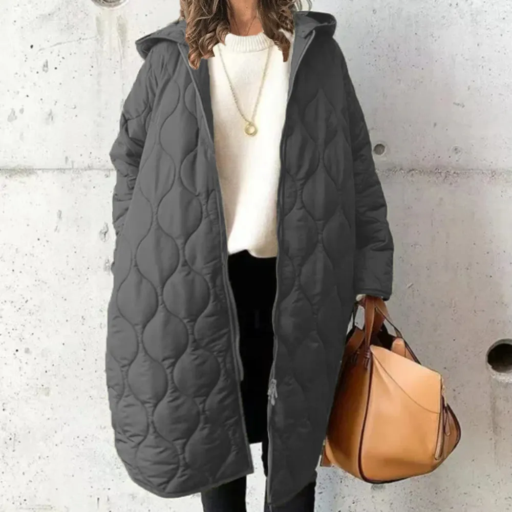 Custom Logo Winter Ladies Long Quilted Diamond Plaid Loose Casual Bubble Puffer Down Jacket Coats