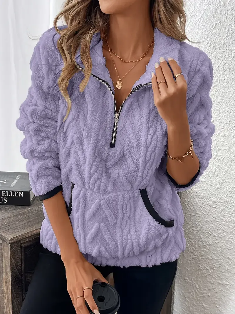 Women'S Fashion Fuzzy Sweatshirt, Polyester Knit Fabric,
