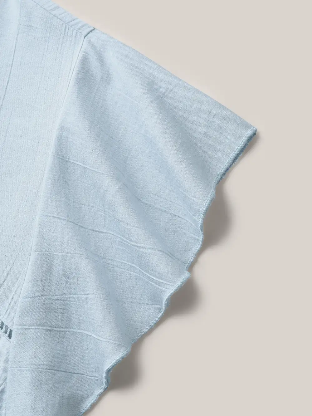 Supersoft Cotton Linen Blend Ruffled Blouse