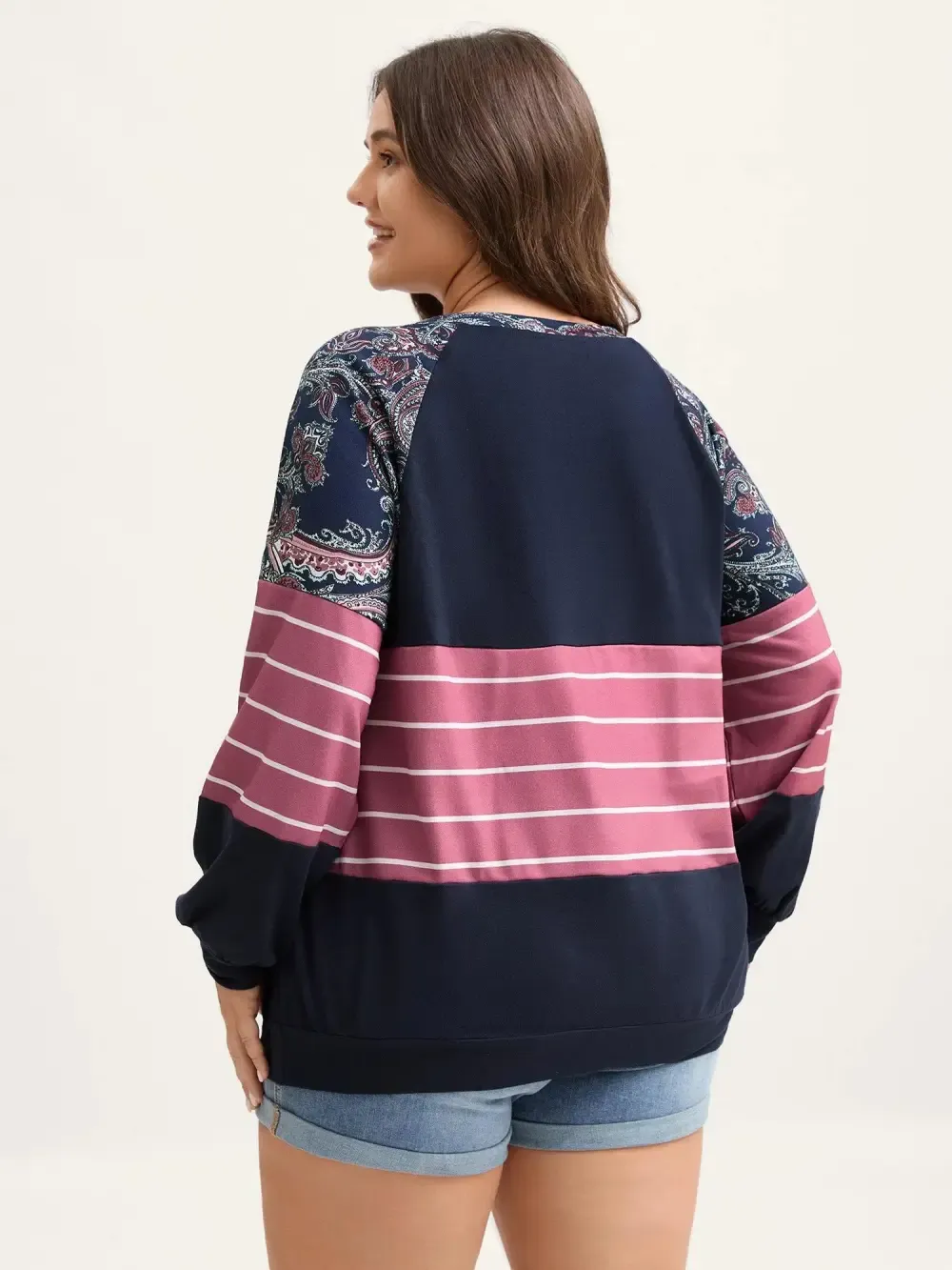 Supersoft Colorblock Paisley Print Sweatshirt