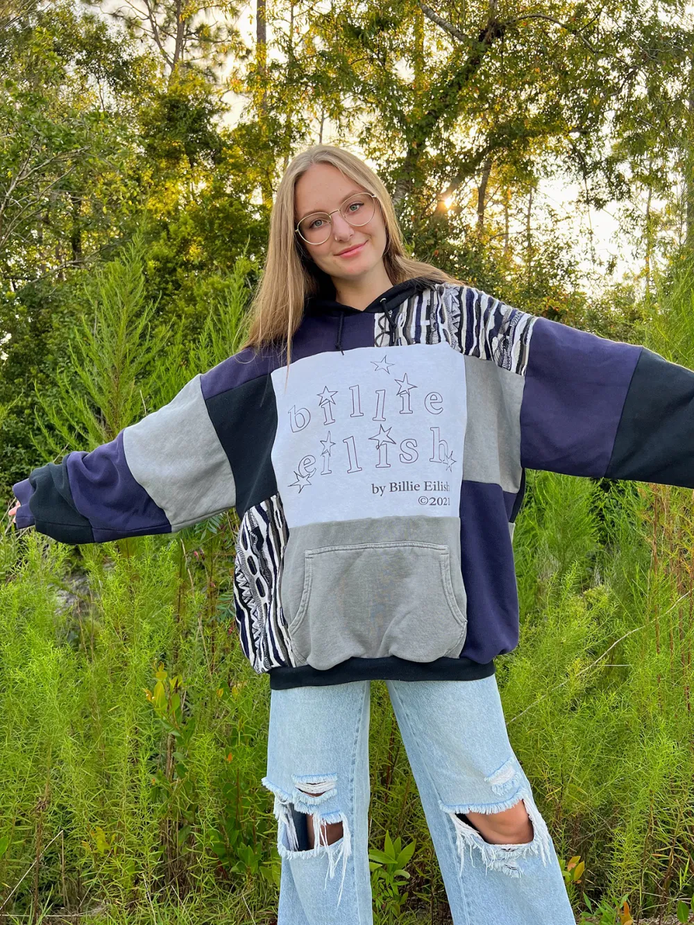 Navy Streetwear Leisure Hoodie Sweatshirts