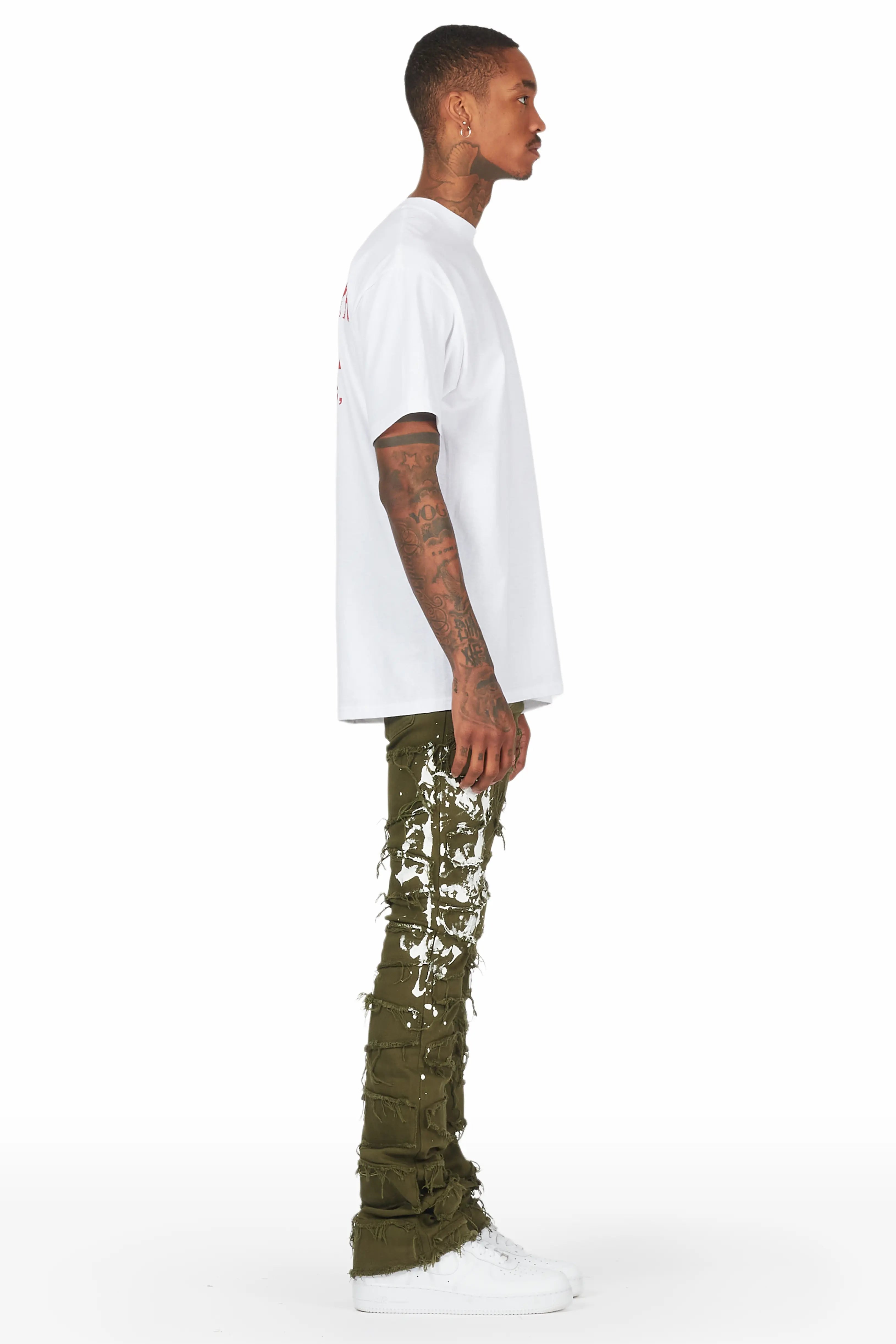 Fumitto Green Painter Stacked Flare Jean