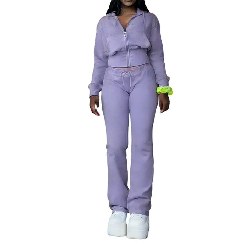 Women's Solid Waffle Knit Two-piece Set