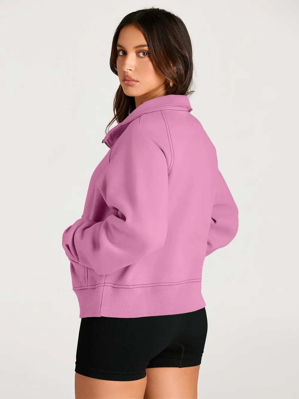 Womens Sweatshirts Half Zip Cropped Pullover Fleece Quarter Zipper Hoodies Fall outfits Clothes Thumb Hole