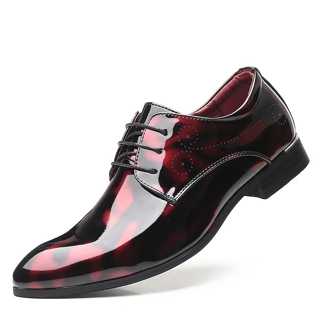Men's Oxfords Dress Shoes Business Classic British Daily Party & Evening Office & Career Patent Leather Breathable Wear Proof Black Burgundy Royal Blue Summer Spring Fall