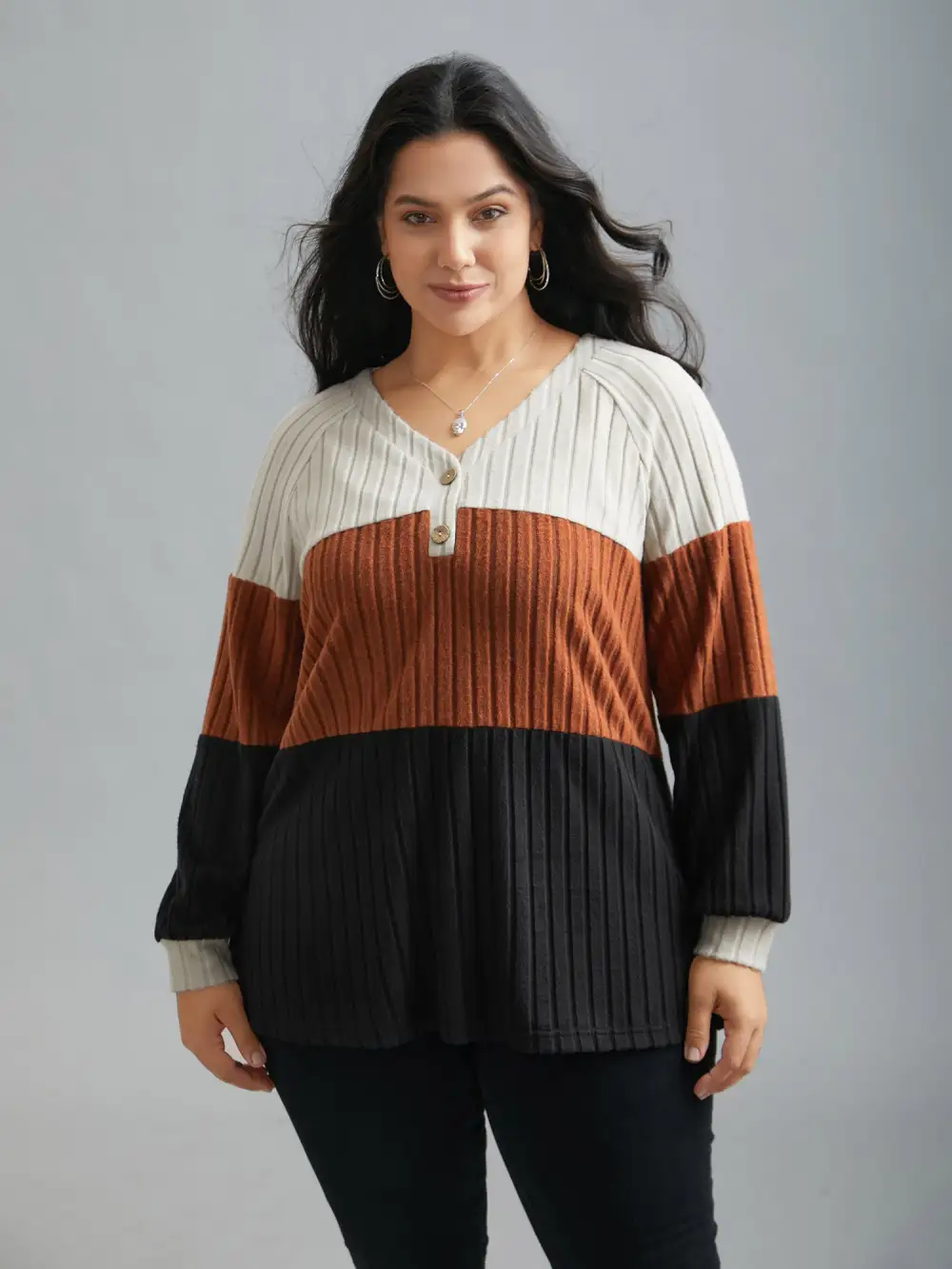 Colorblock Contrast Texture Pit Strip T-shirt