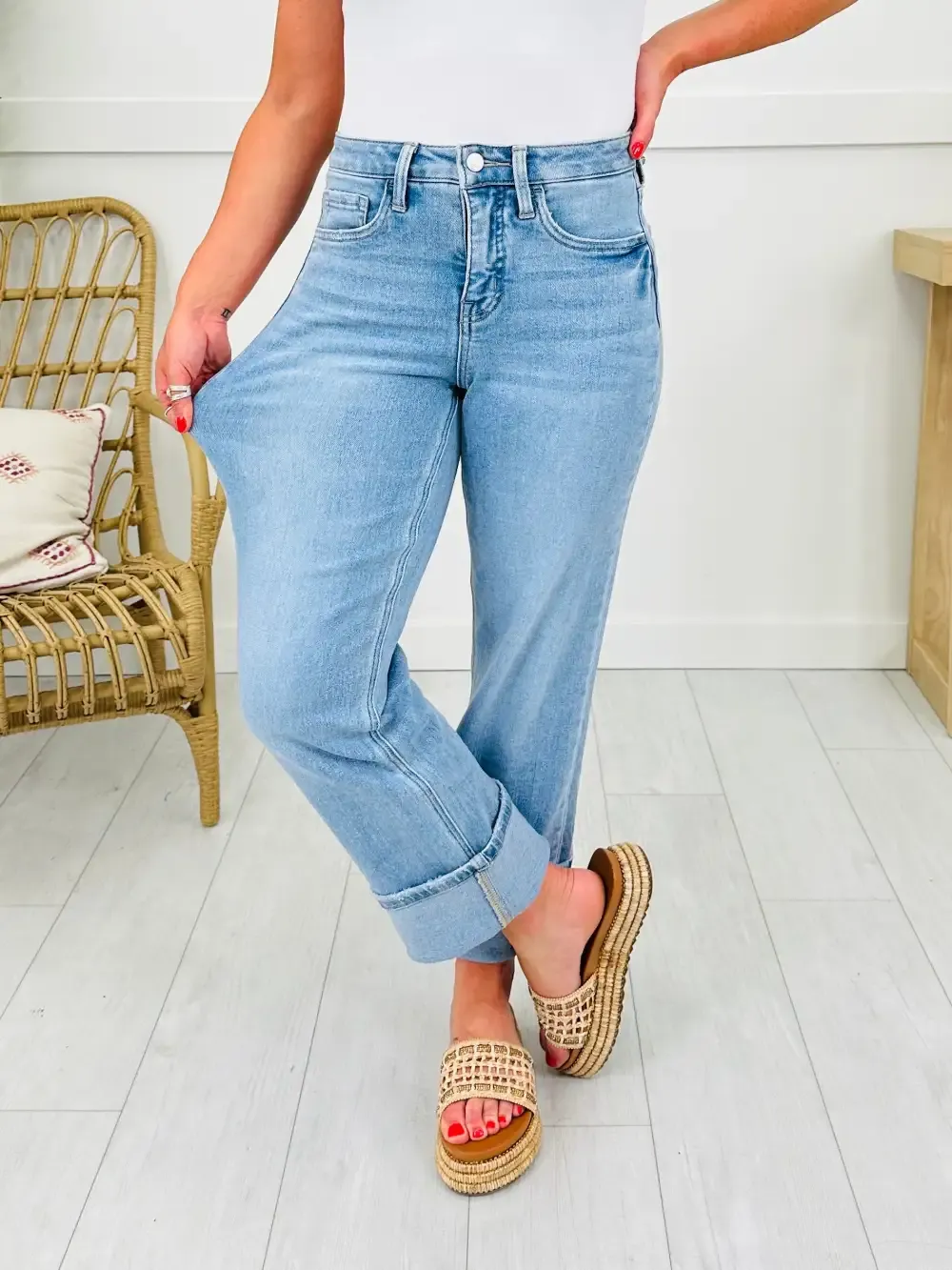 New Love Tummy Control Slim Wide Leg Jeans