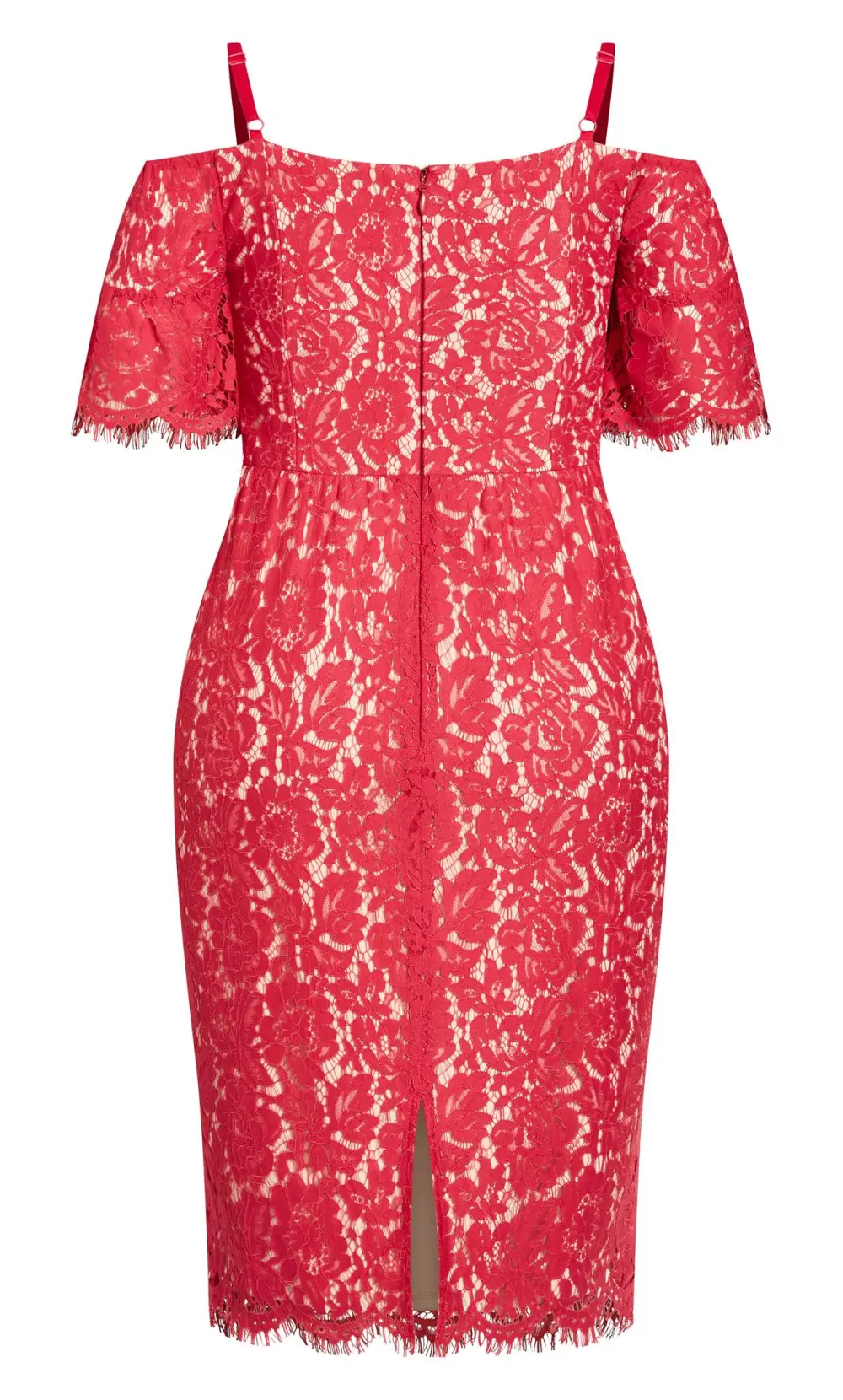 Evans Pink Floral Lace Cold Shoulder Midi Dress