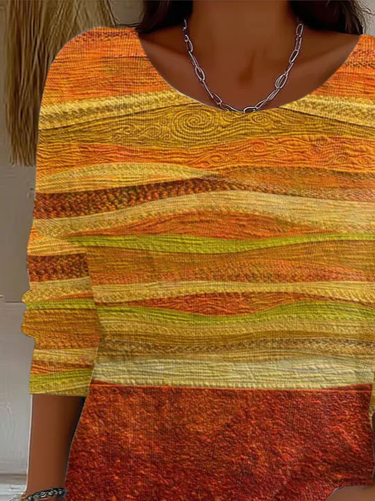 Casual Crew Neck Printing Sweater