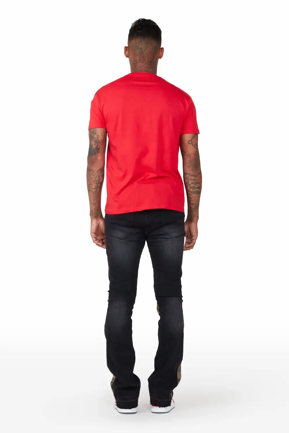 Marlon Black Stacked Flare Jean