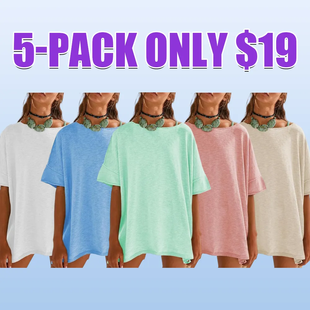 Women's Oversized Crew Neck Side Slit T-Shirt – Casual, Loose-Fit Summer Top