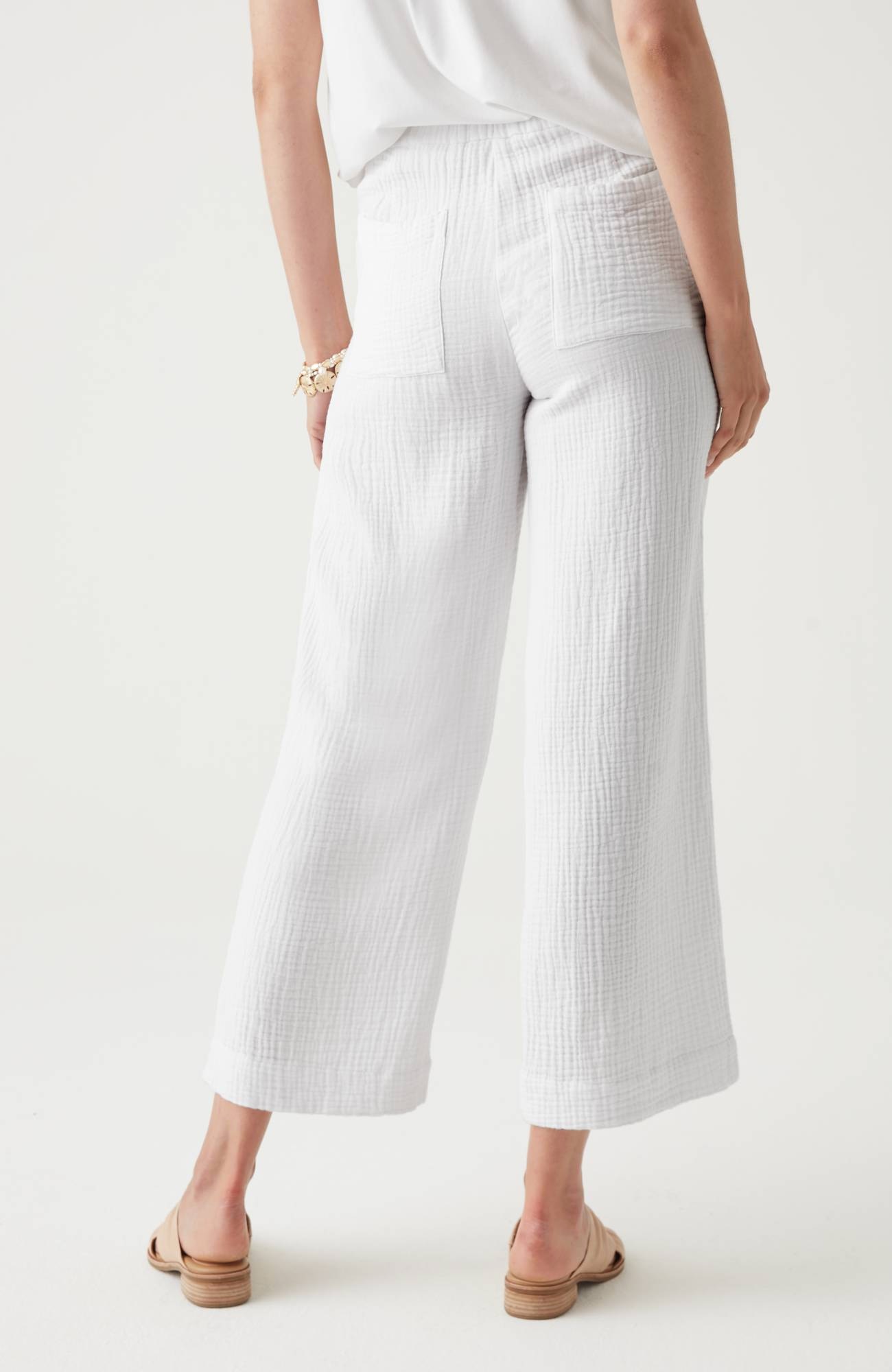 Cotton-Gauze Straight-Leg Crops