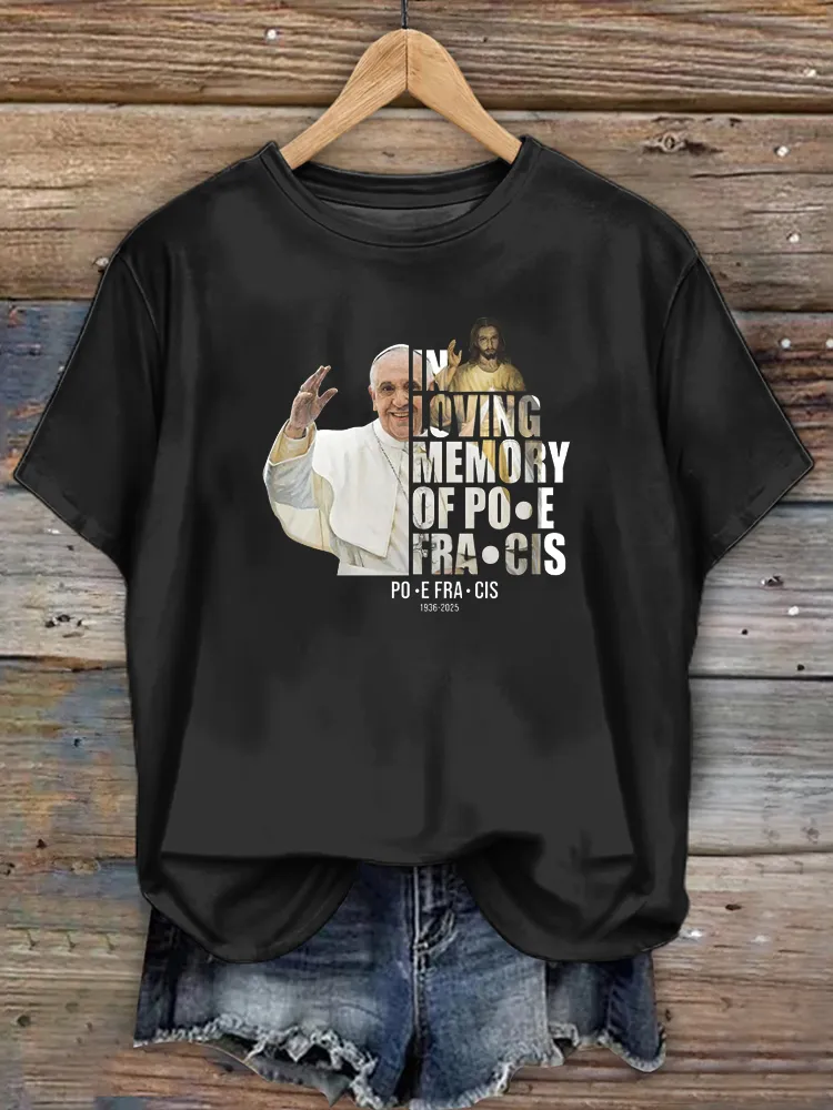 Women's In Loving Memory Of PF 1936-2025 Print Short Sleeve Round Neck Cotton T-Shirt