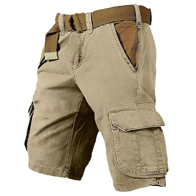 Men's Cargo Shorts Shorts Hiking Shorts Multi Pocket Plain Wearable Short Outdoor Daily 100% Cotton Designer Casual ArmyGreen Black