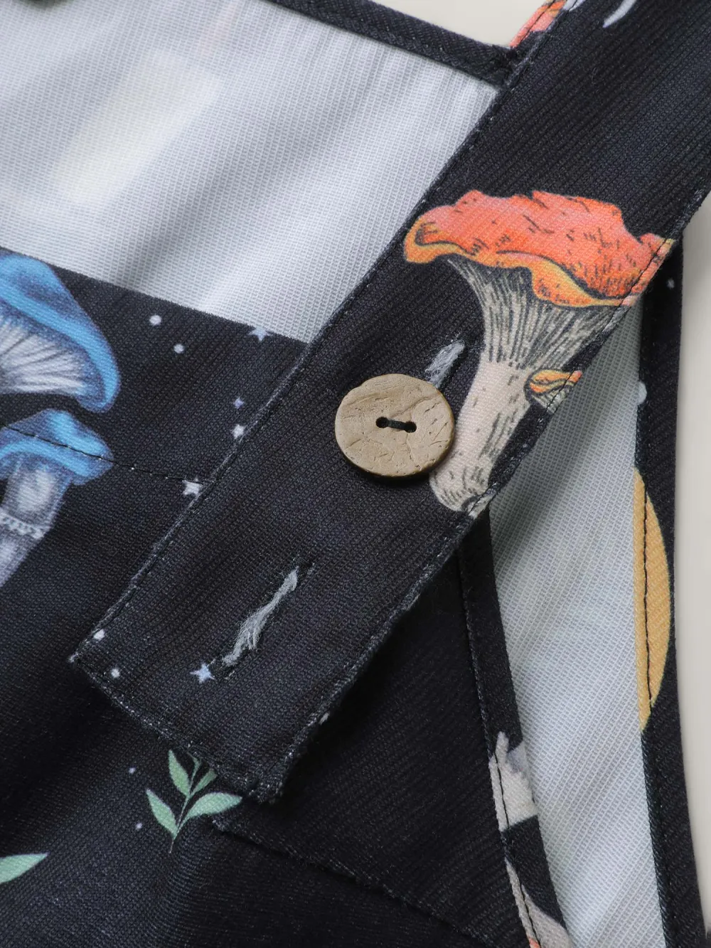 Mushroom Print Adjustable Strap Midi Dress