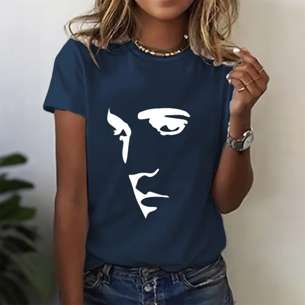 Women's Character Print Short Sleeve Round Neck Cotton T-Shirt