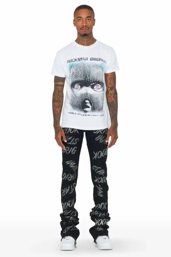 Cato Black Super Stacked Flare Jean