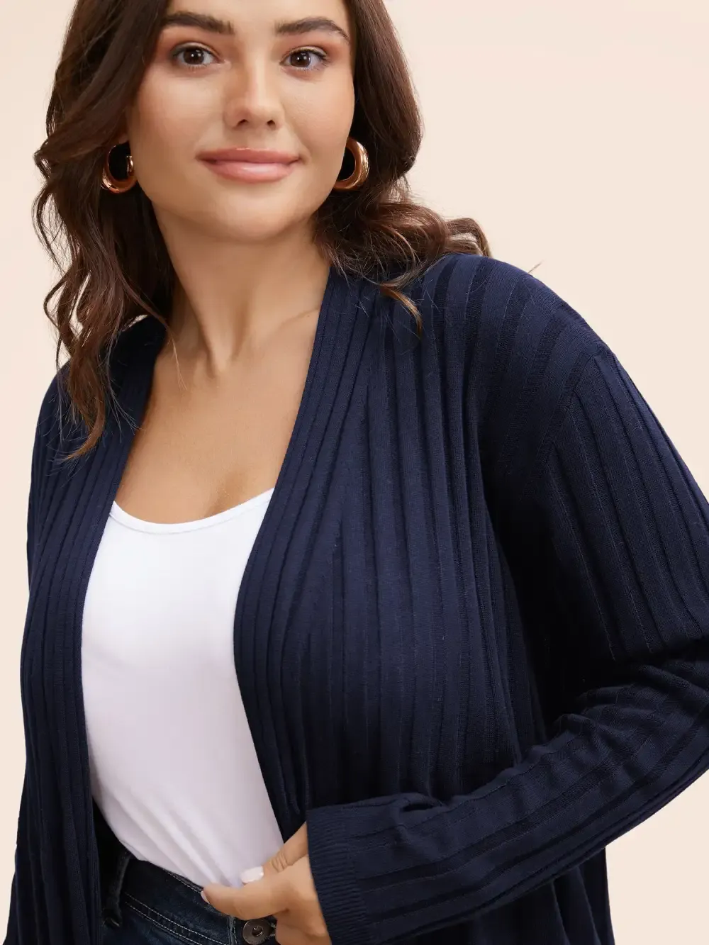 Plain Textured Kimono Collar Cardigan