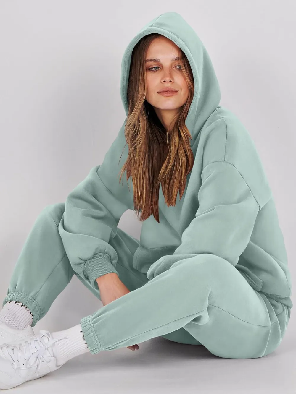 (Clearance Sale $1.99⚡) 2024 Women's Fall Oversized Casual Hoodie Two Piece Sweatshirt Jogging Pants Sweatshirt Set