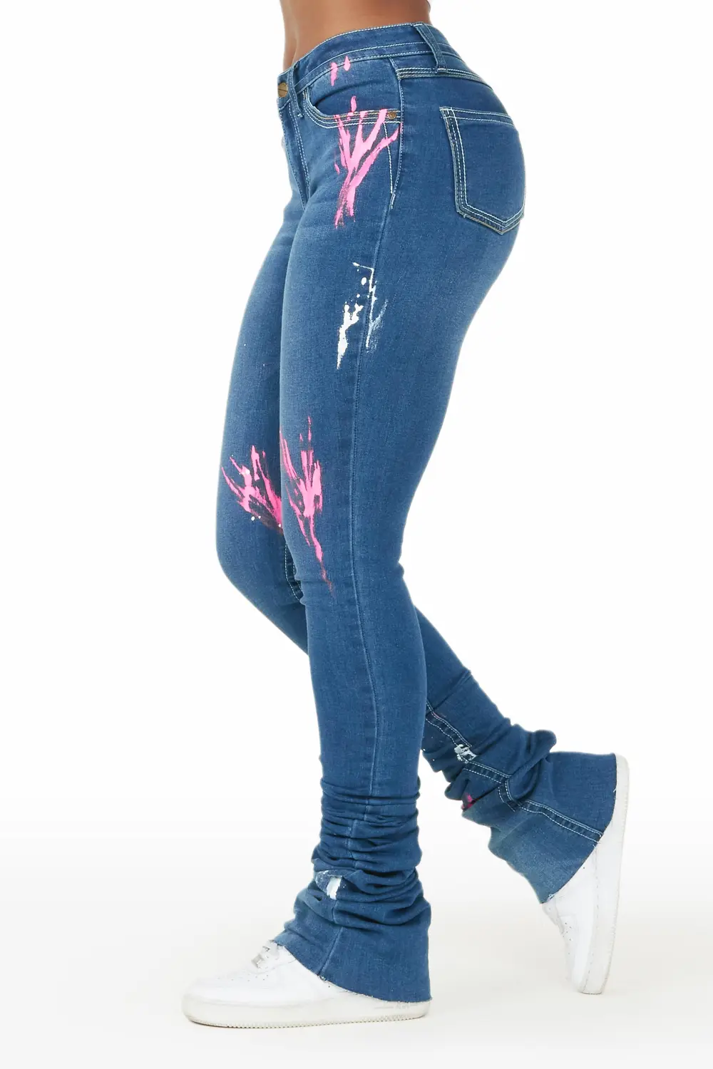 Madelynn Medium Wash Painted Super Stacked Jean