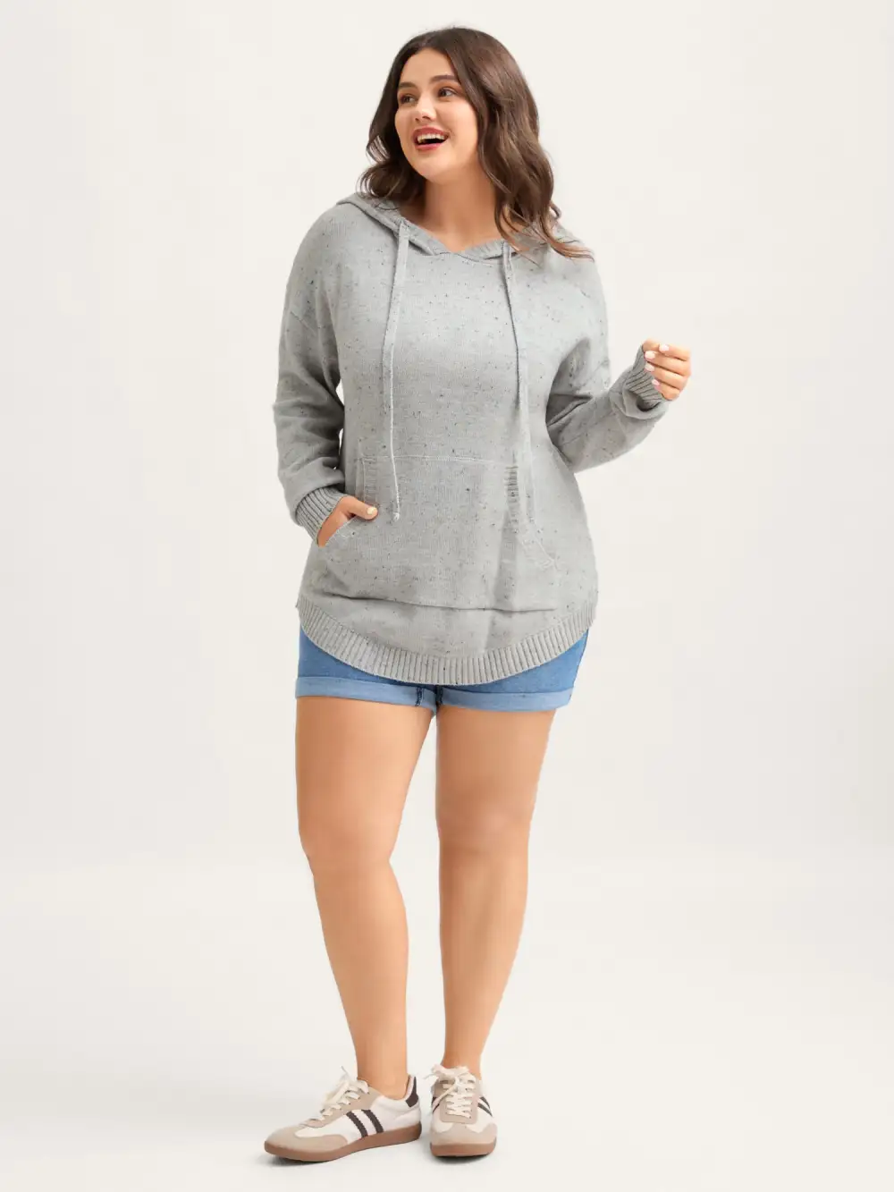 Heather Pocket Curvy Hem Pullover