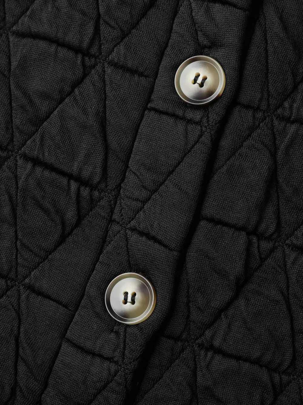 Quilted Cotton Placket Button Sweatshirt