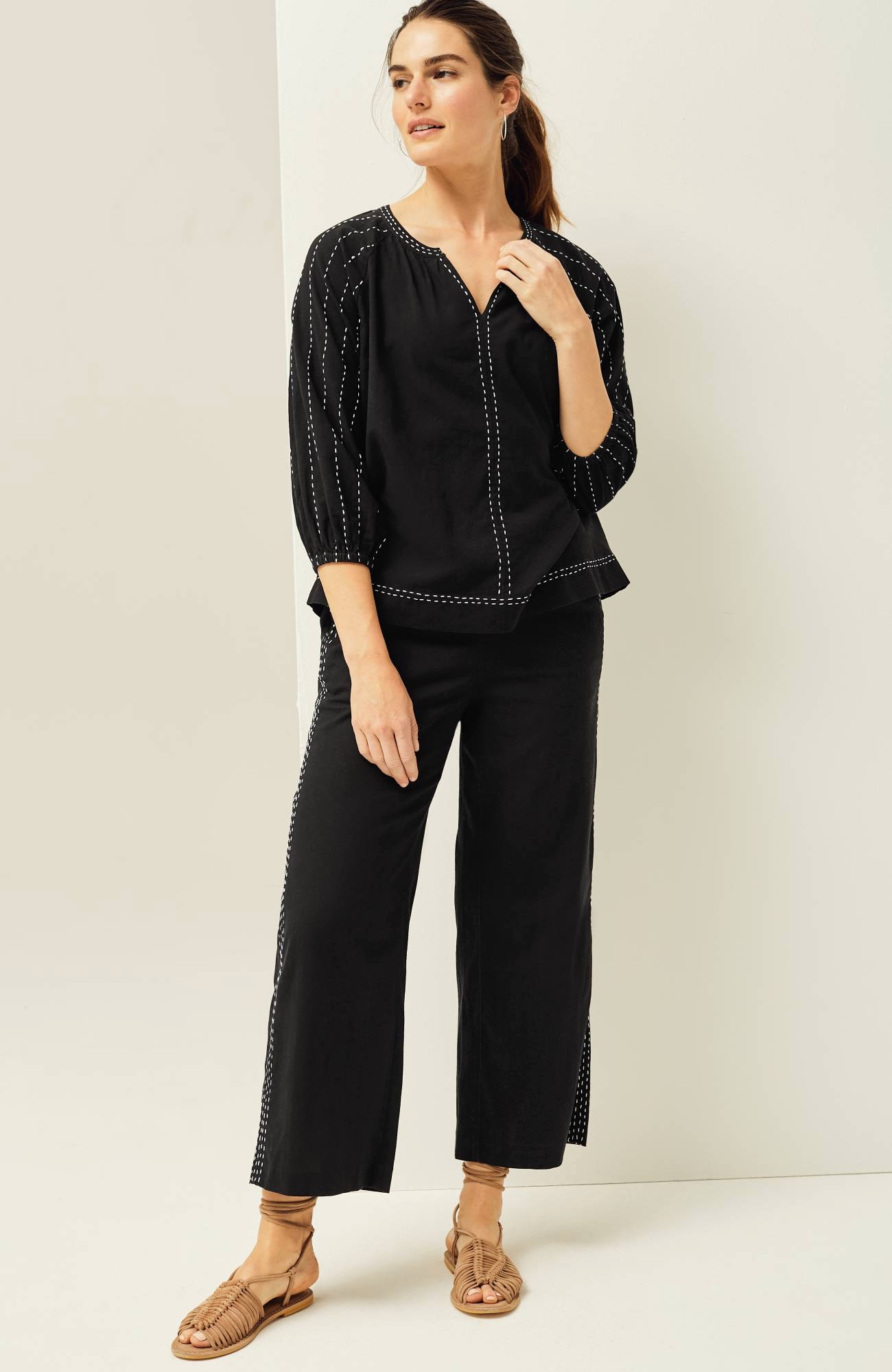 pure jill relaxed cropped pants