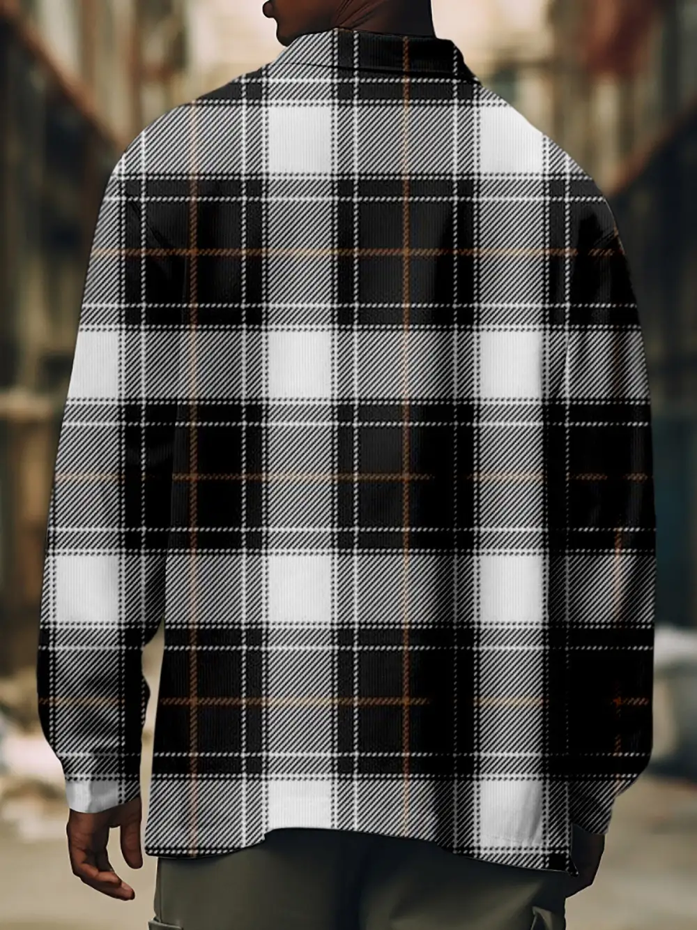 Men's Corduroy Geometric Retro Print Shirt Jacket