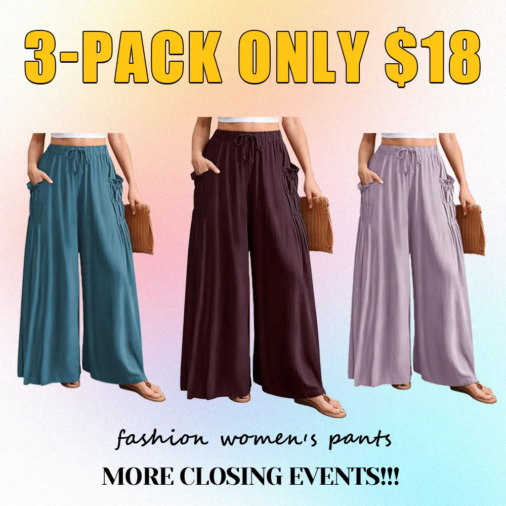 Women’s Linen Wide-Leg Pants-Loose Fit, Boho Summer Style
