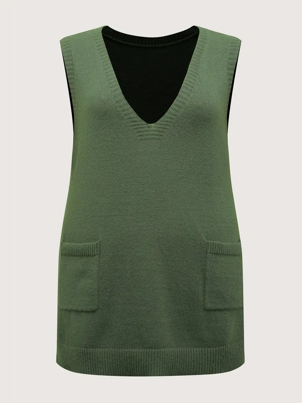 A-Line Pockets V-Neck Pullover