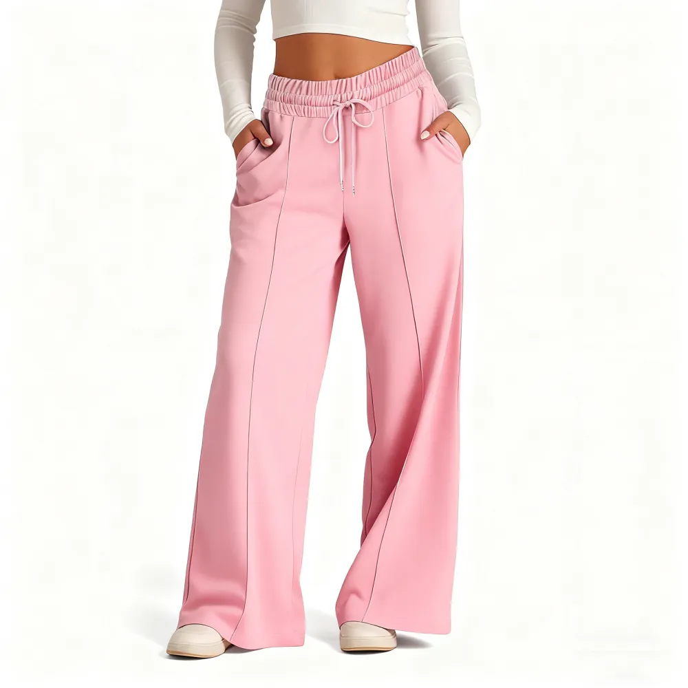 Women's Wide Leg Sweatpants Casual Loose Solid Color Pants Comfy Lounge Joggers Baggy Sweatpants Pockets