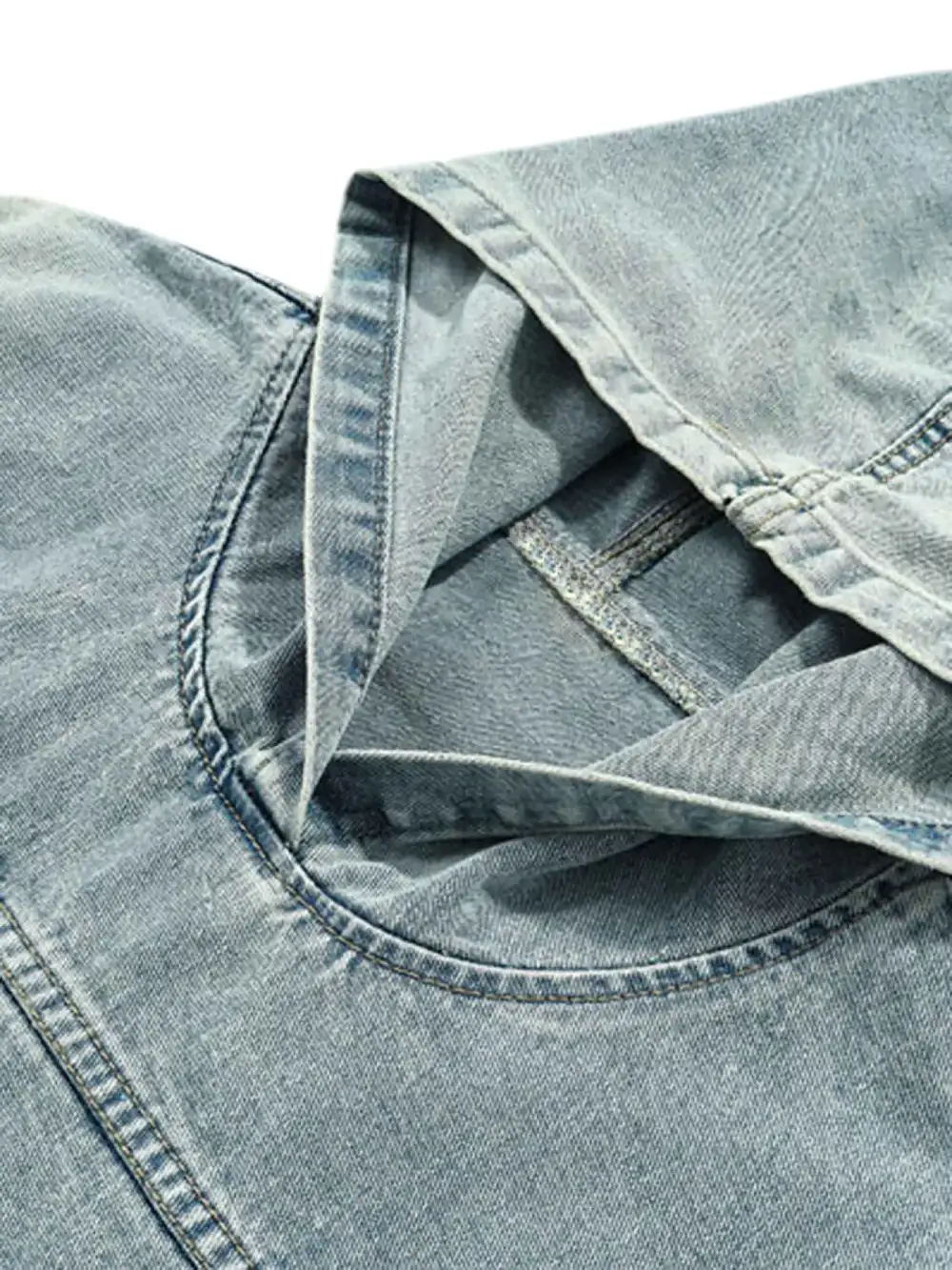 High Street Washed And Worn Denim Hoodie - 1464