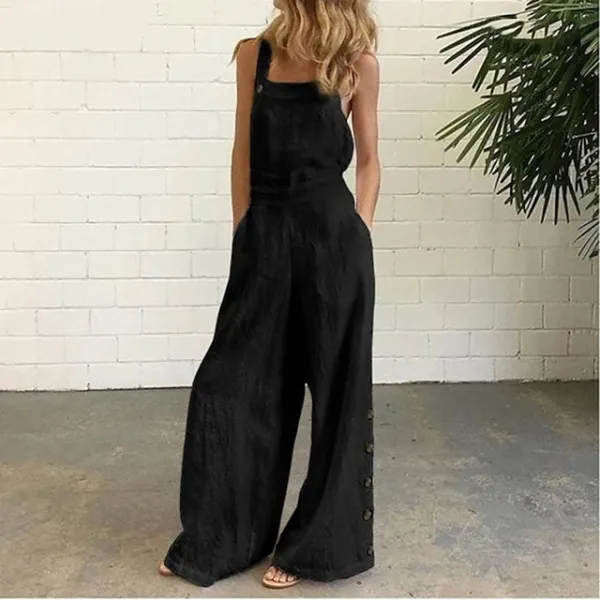 White Jumpsuits for Women Rompers Bib Slacks Wide Leg Full Length Pants Weekend Yoga Micro-elastic Plain Comfort Mid Waist Loose White Black Gray Khaki Navy Blue S M L XL XXL