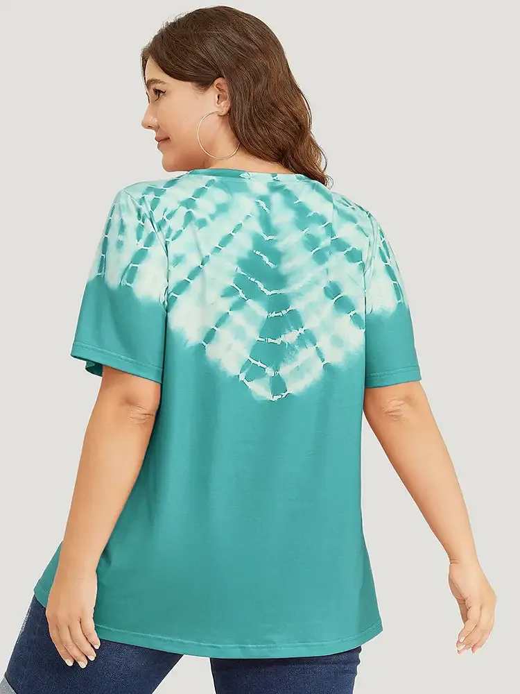 Tie Dye Short Sleeve V Neck T-shirt