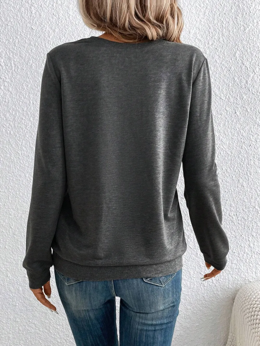 Women's Casual US Flag Print Loose Fit Round Neck Long Sleeve Sweatshirt, Spring Autumn